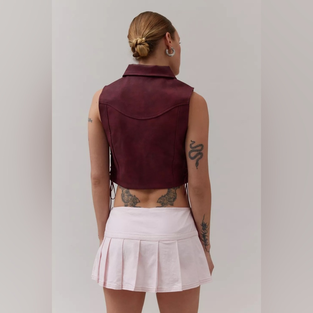 SOLD NWT BDG Shaina Belted Linen Micro Mini Skort Pink - Small Urban Outfitters - Picture 4 of 7